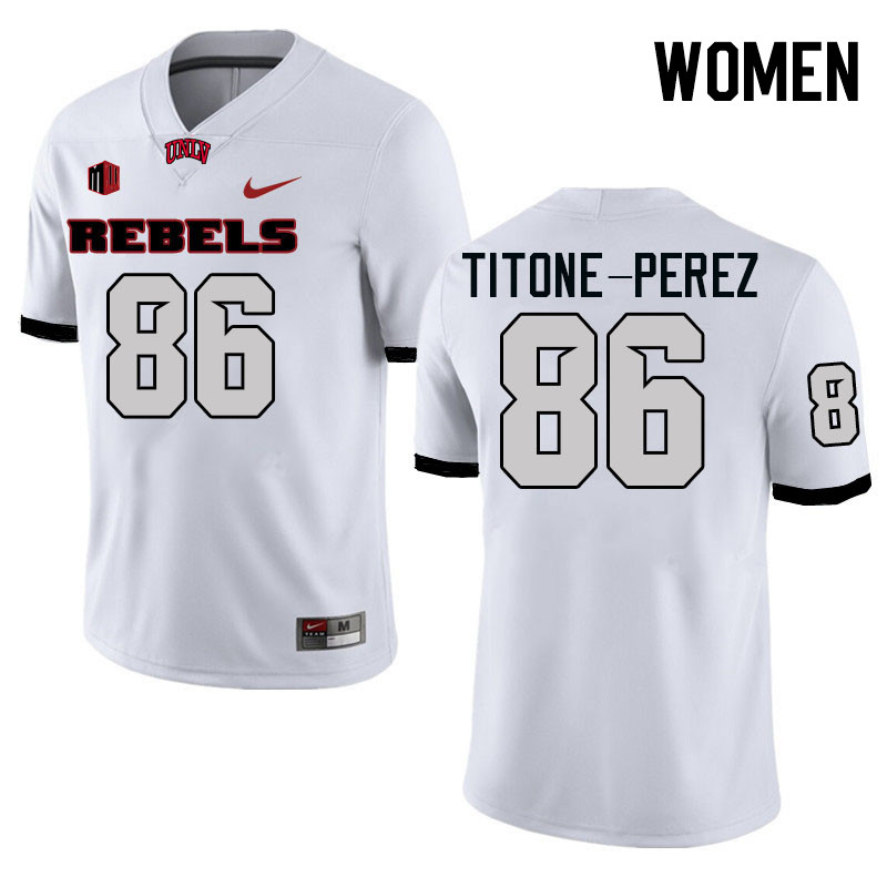 Women #86 David Titone-Perez UNLV Rebels College Football Jerseys Stitched-White